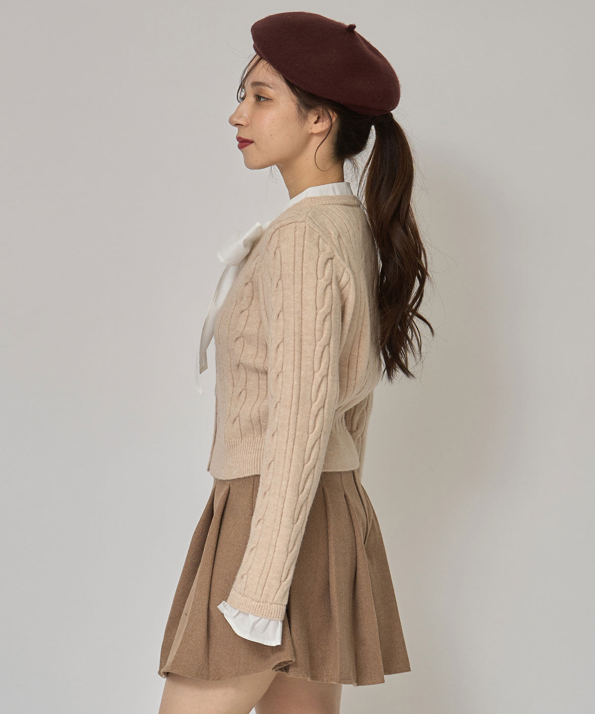 REDYAZEL「ボウタイケーブルニットプルオーバー」|ニット・セーター|