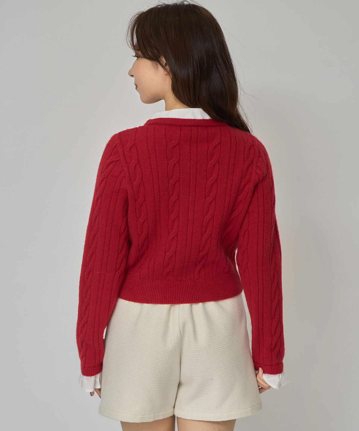 REDYAZEL「ボウタイケーブルニットプルオーバー」|ニット・セーター|