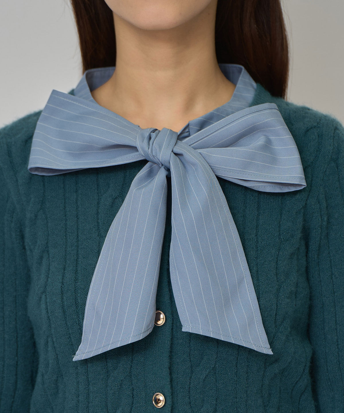 REDYAZEL「ボウタイケーブルニットプルオーバー」|ニット・セーター|