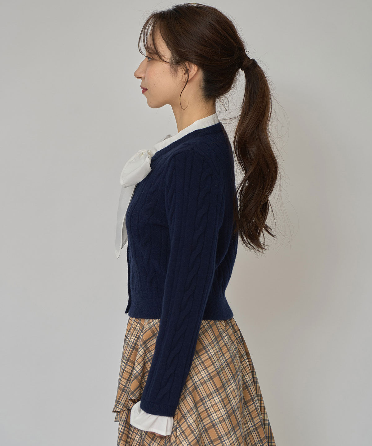 REDYAZEL「ボウタイケーブルニットプルオーバー」|ニット・セーター|