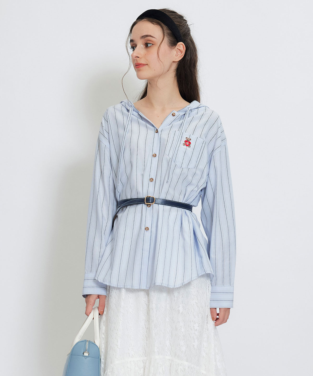 REDYAZEL「Azelyハートストライプフードシャツブラウス」|シャツ・ブラウス|