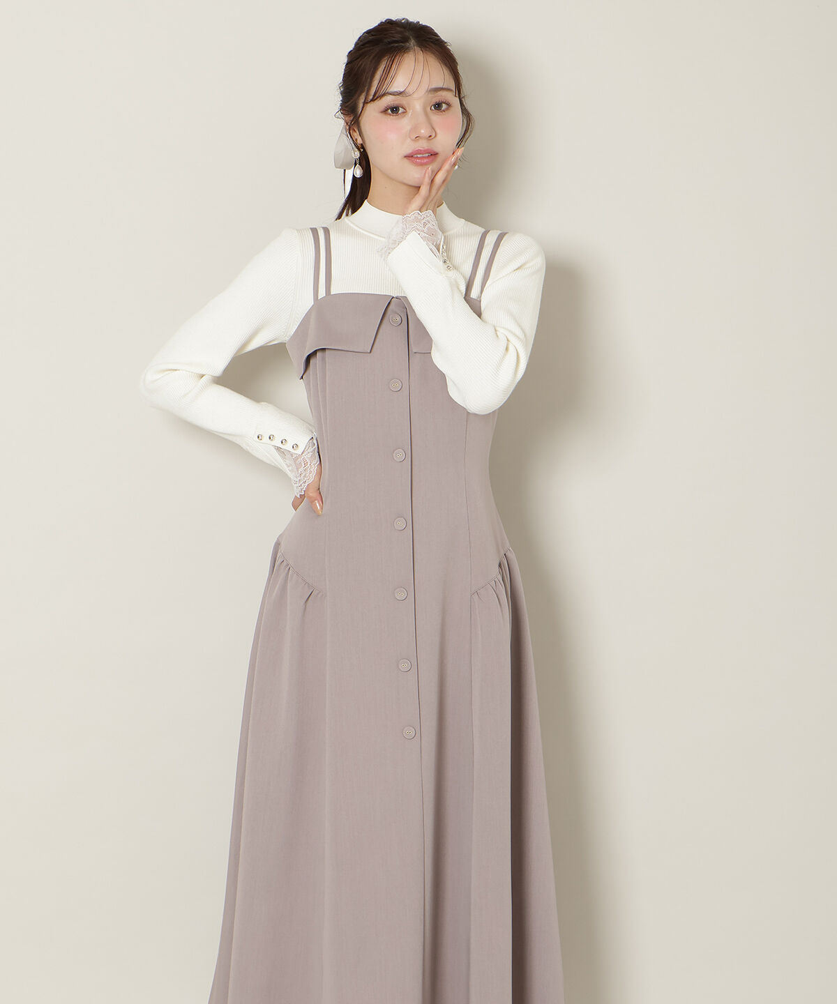 WILLSELECTION「ギャザー切替ストラップキャミワンピース」|ワンピース|