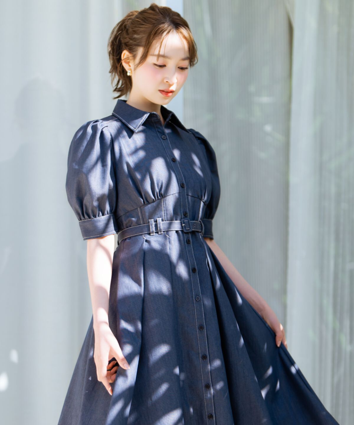 WILLSELECTION「ベルト付きタックスリーブフレアワンピース」|ワンピース|