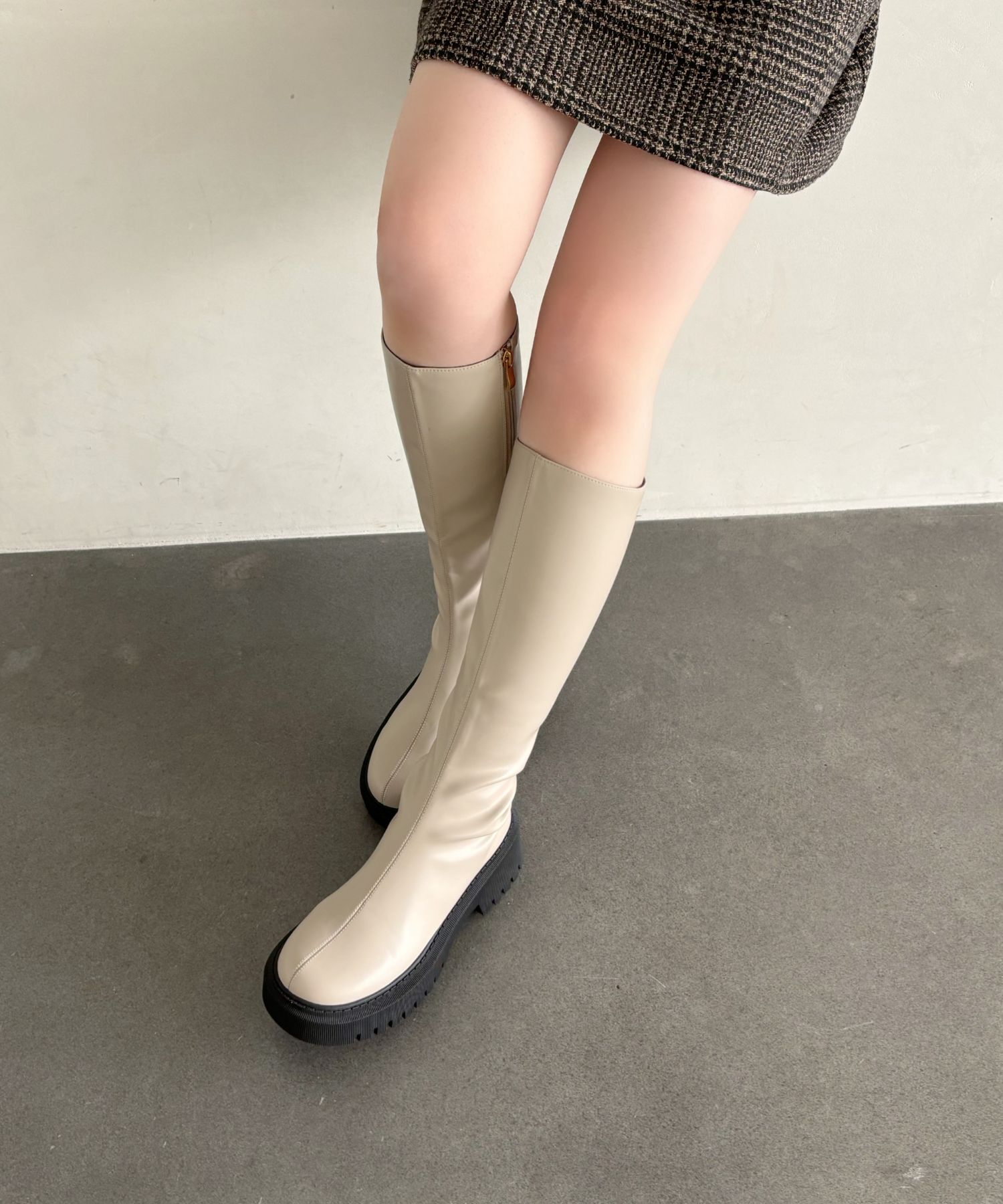 ORiental TRaffic「【 厚底 ・ 軽量 】タンクソールストレッチロングブーツ/41501」|ロングブーツ|