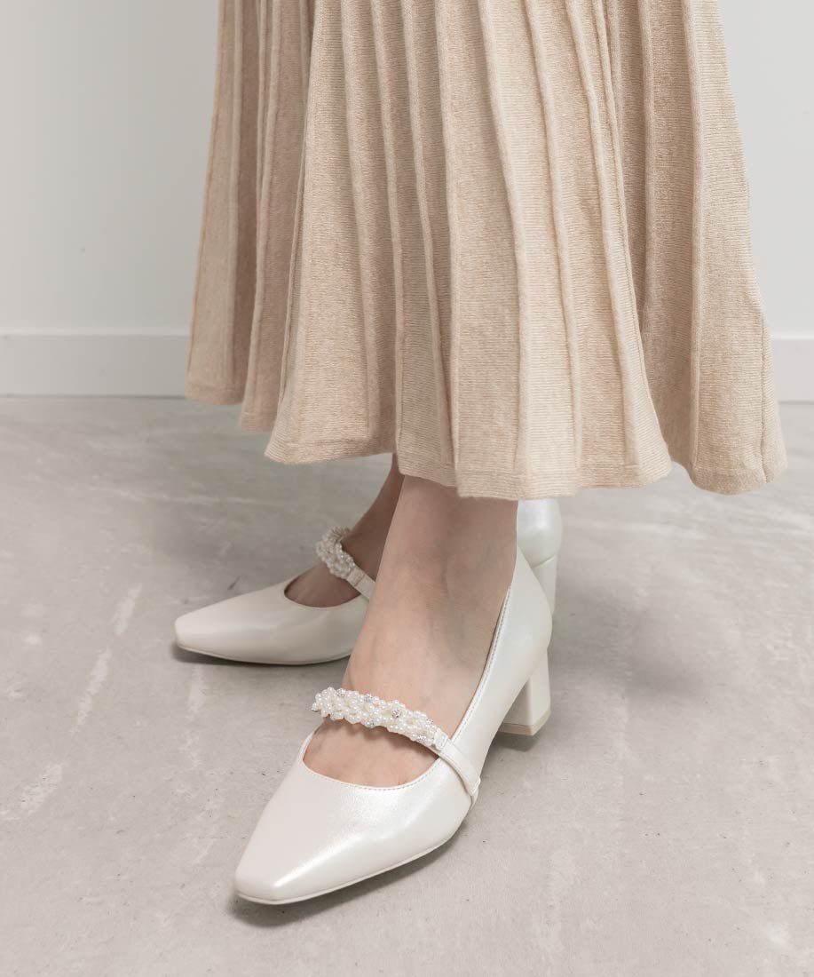  「3WAYスクエアトゥパンプス」|パンプス|アイボリー