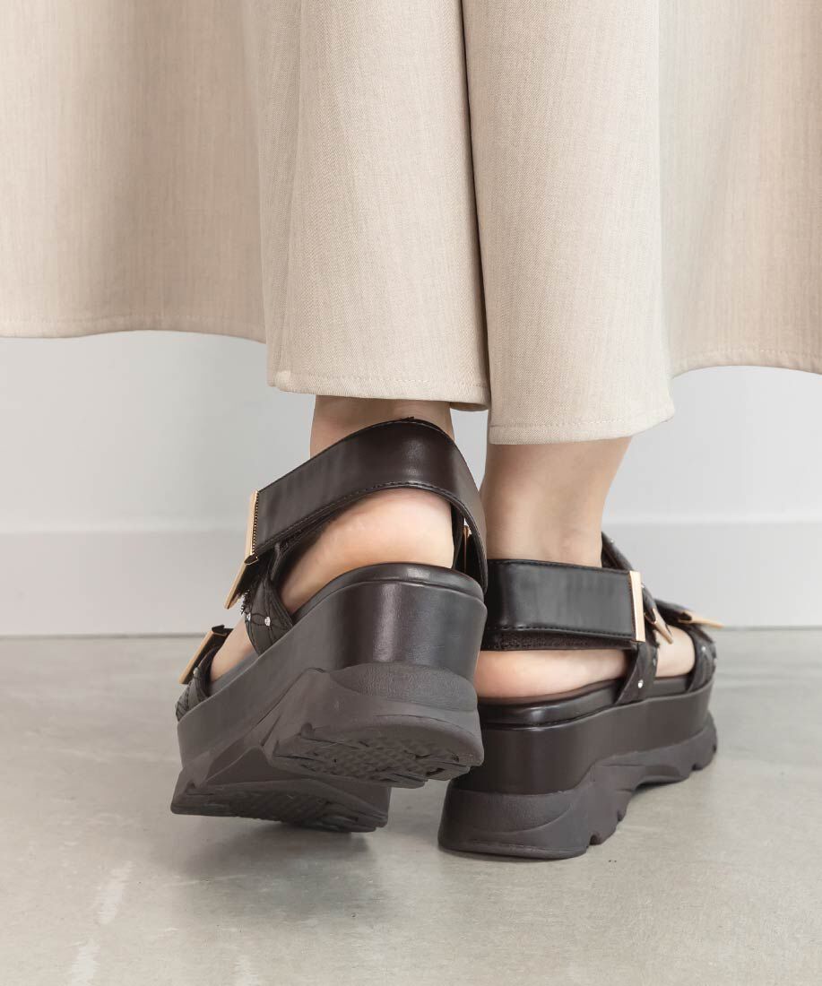  「ビジュー&times;キルティング スポーツサンダル」|サンダル|