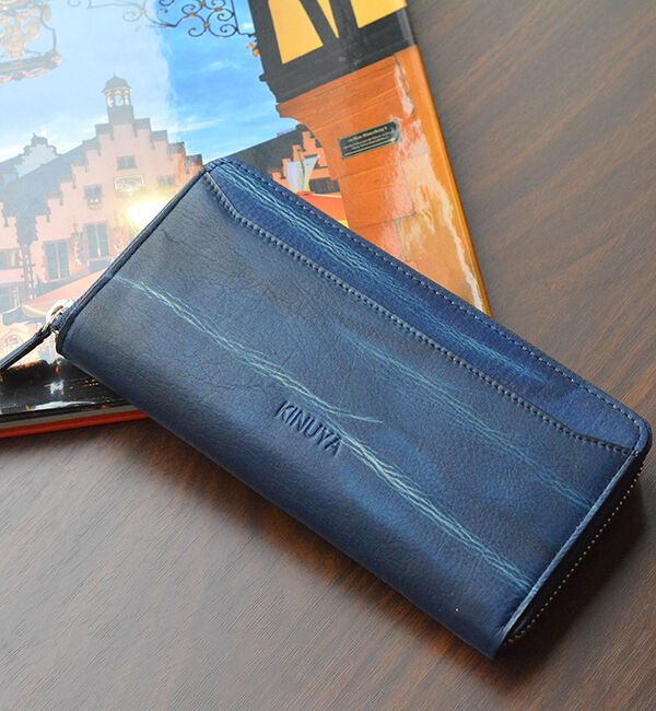 Kinuya Indigo「AWA-AI　絞りラウンド長財布」|財布|