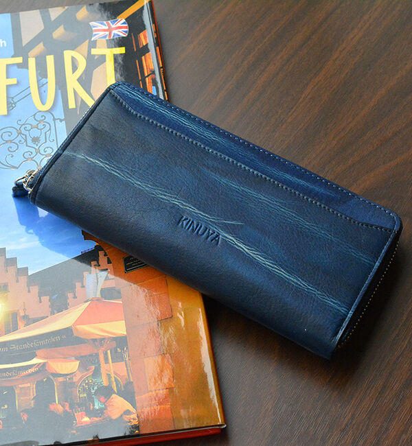 Kinuya Indigo「AWA-AI　絞りラウンド長財布」|財布|