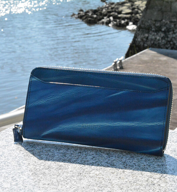 Kinuya Indigo「AWA-AI　絞りラウンド長財布」|財布|