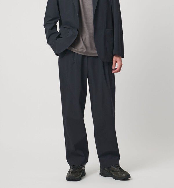 UNITED ARROWS「ウェザーコンフォート 2プリーツ バルーン テーパード イージーパンツ 撥水 ストレッチ」|スラックス|NAVY