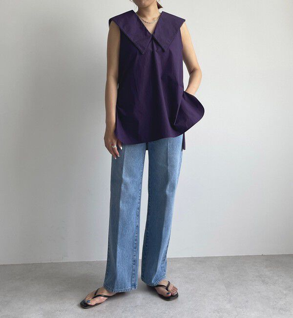 EMMEL REFINES「＜EMMEL REFINES＞EM センタープレス ストレート デニム/ パンツ」|デニム|