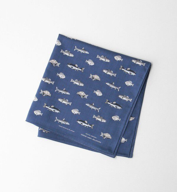 UNITED ARROWS green label relaxing「GLR シーアイランド フィッシュ ハンカチ」|ハンカチ|NAVY