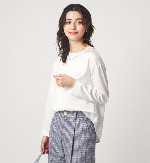 UNITED ARROWS green label relaxing「サテン ドッキング ラウンドヘム プルオーバー カットソー」|Tシャツ・カットソー|