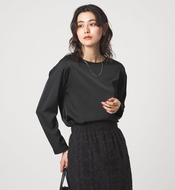 UNITED ARROWS green label relaxing「サテン ドッキング ラウンドヘム プルオーバー カットソー」|Tシャツ・カットソー|NAVY