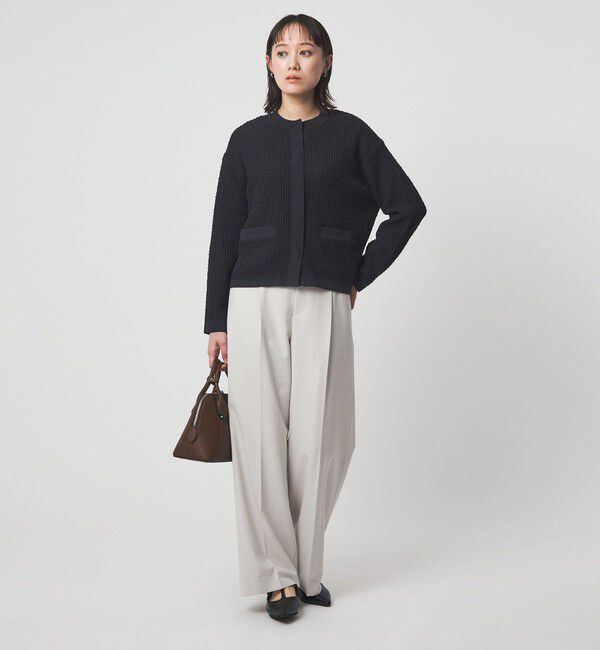 UNITED ARROWS green label relaxing「パイピング ノーカラー ニット カーディガン」|カーディガン|