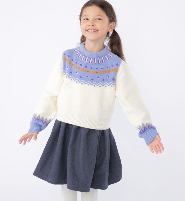 SHIPS KIDS「SHIPS KIDS:100～130cm / ＜手洗い可能＞ ノルディック レイヤード ワンピース」|ワンピース|オフホワイト