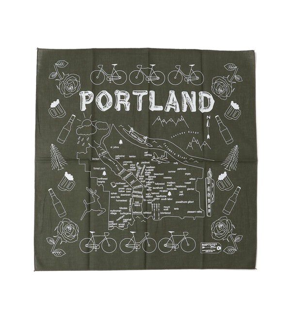 SHIPS for women「MAP TOTE:バンダナ」|バンダナ・スカーフ|オリーブ