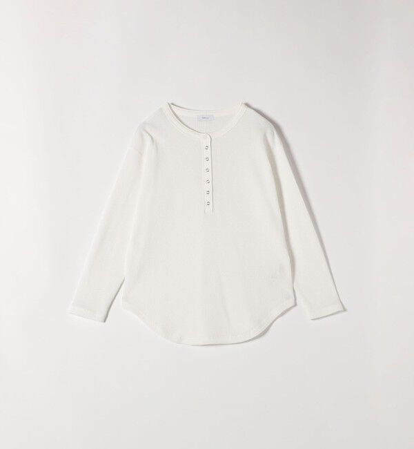 SHIPS any「SHIPS any:〈洗濯機可能〉ワッフル ヘンリーネック ラウンドヘム プルオーバー」|Tシャツ・カットソー|