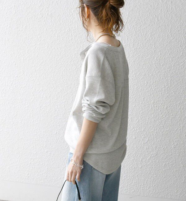 SHIPS any「SHIPS any:〈洗濯機可能〉ワッフル ヘンリーネック ラウンドヘム プルオーバー」|Tシャツ・カットソー|