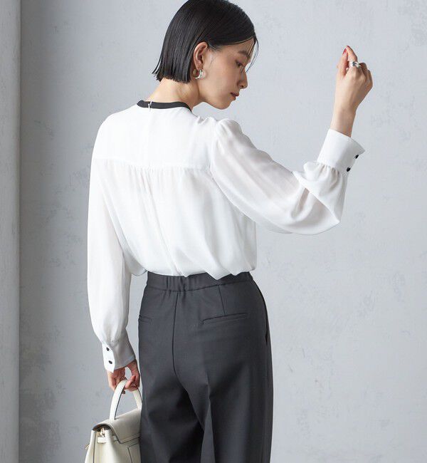 SHIPS for women「troisiemeCHACO:〈洗濯機可能〉ロング タイ ブラウス（セレモニー対応可）」|シャツ・ブラウス|