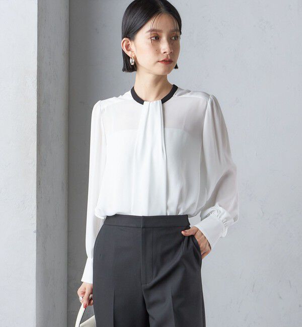 SHIPS for women「troisiemeCHACO:〈洗濯機可能〉ロング タイ ブラウス（セレモニー対応可）」|シャツ・ブラウス|