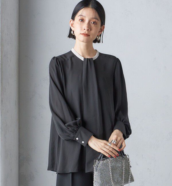 SHIPS for women「troisiemeCHACO:〈洗濯機可能〉ロング タイ ブラウス（セレモニー対応可）」|シャツ・ブラウス|