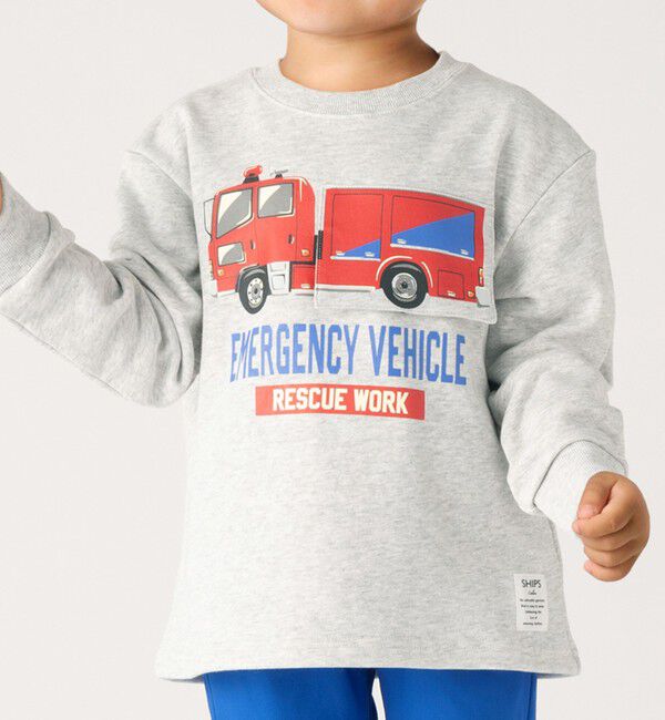 SHIPS Colors 「SHIPS Colors: 80～130cm / エマージェンシー ビハイクル(消防車) スウェット」|スウェット・ジャージ|グレー