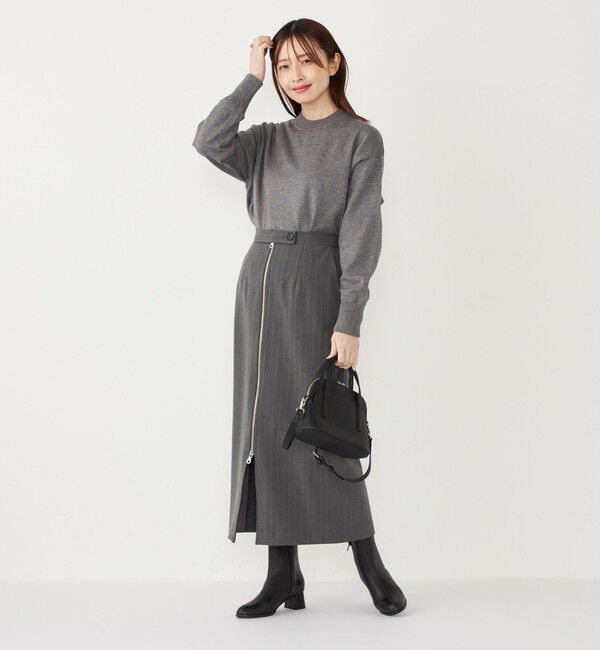 SHIPS Colors 「SHIPS Colors:〈手洗い可能〉ストライプ ジップ タイトスカート グレー◇」|タイト|