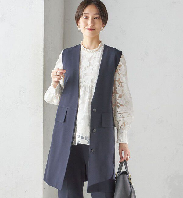 SHIPS for women「〈手洗い可能〉トリアセテート混 ロング ジレ（セットアップ対応可）」|ベスト・ジレ|