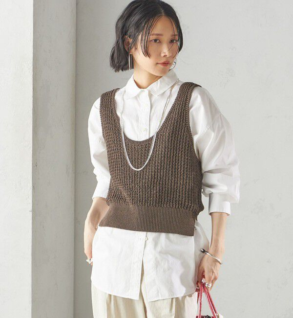 SHIPS for women「〈手洗い可能〉ペーパー ポリエステル ノースリーブ プルオーバー」|ベスト・ジレ|