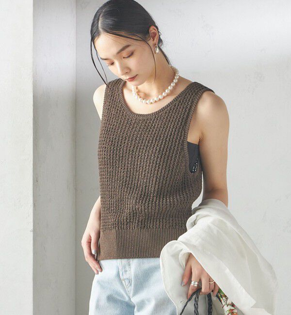 SHIPS for women「〈手洗い可能〉ペーパー ポリエステル ノースリーブ プルオーバー」|ベスト・ジレ|