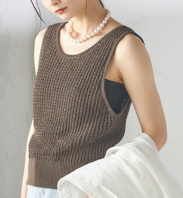 SHIPS for women「〈手洗い可能〉ペーパー ポリエステル ノースリーブ プルオーバー」|ベスト・ジレ|