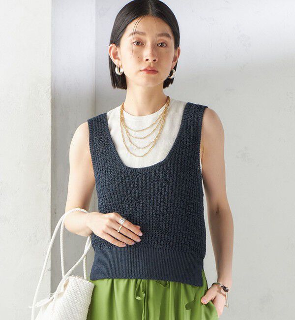 SHIPS for women「〈手洗い可能〉ペーパー ポリエステル ノースリーブ プルオーバー」|ベスト・ジレ|