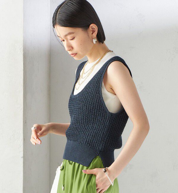 SHIPS for women「〈手洗い可能〉ペーパー ポリエステル ノースリーブ プルオーバー」|ベスト・ジレ|