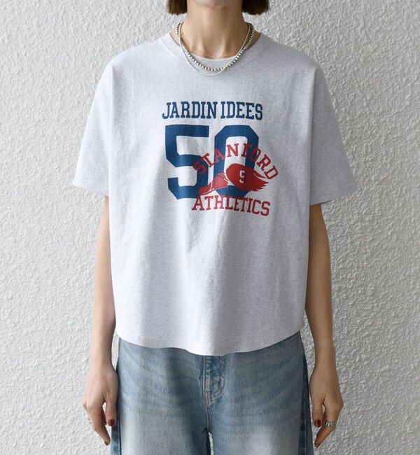 SHIPS any「【WEB限定/SHIPS any別注】THE KNiTS:〈洗濯機可能〉ラウンドヘム プリント ショート TEE」|Tシャツ・カットソー|