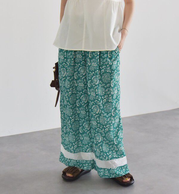 quaranciel「quaranciel:〈洗濯機可能〉フラワー プリント セミフレア パンツ」|その他|