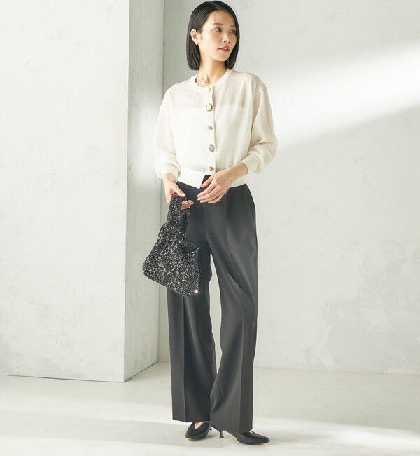 SHIPS for women「TORRAZZO DONNA:〈手洗い可能〉ビジュー シアー カーディガン」|カーディガン|