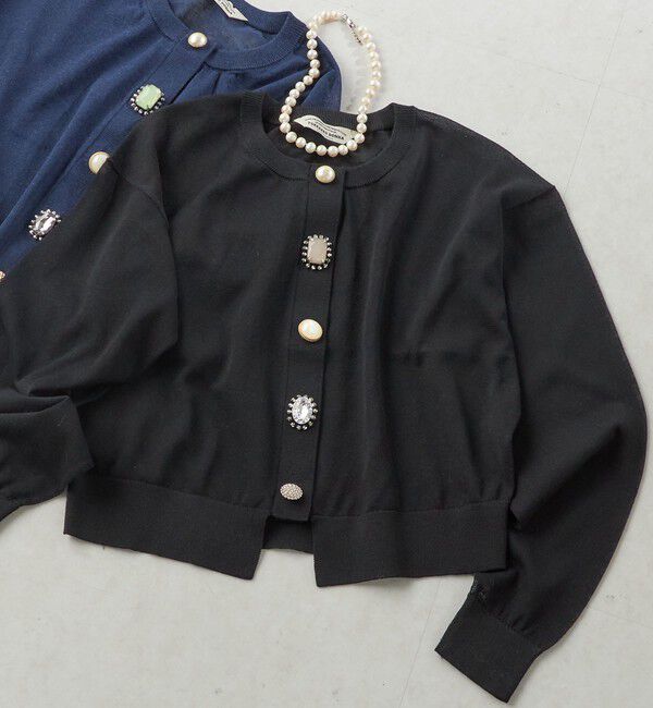 SHIPS for women「TORRAZZO DONNA:〈手洗い可能〉ビジュー シアー カーディガン」|カーディガン|ダークグレー