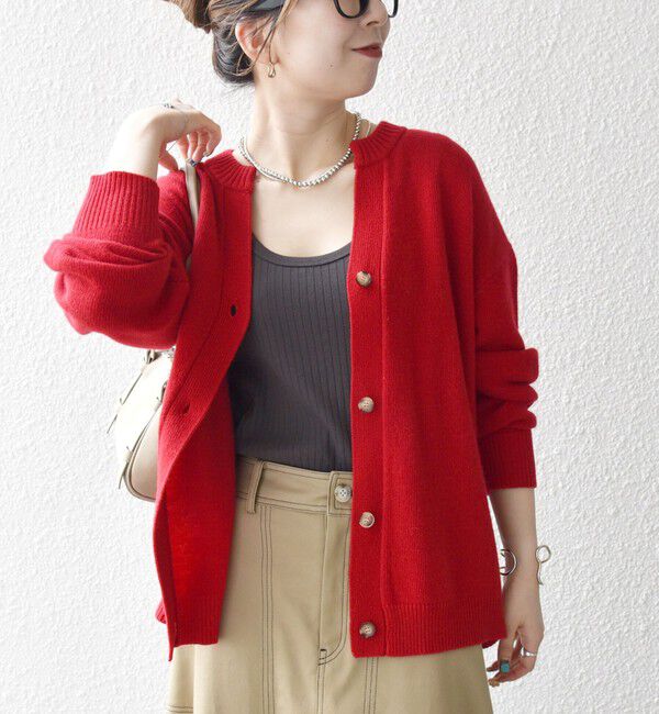 SHIPS any「SHIPS any:〈手洗い可能〉AQUA カシミヤ ミックス スキッパー カーディガン」|カーディガン|