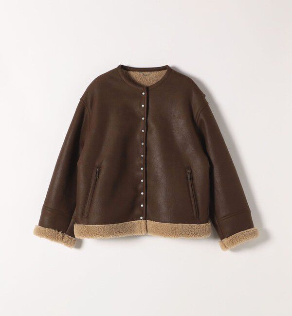 quaranciel「quaranciel: ムートンライク ボア ボンディング ノーカラー スナップ ブルゾン」|その他|