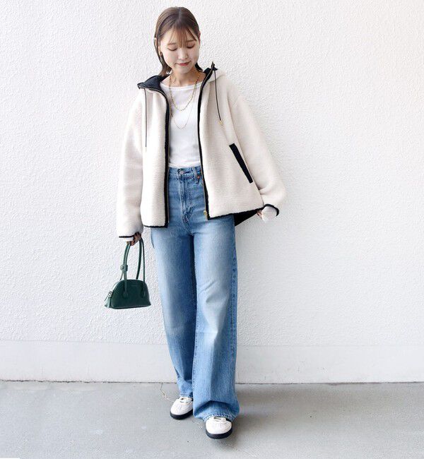 SHIPS for women「【WEB限定】ボア 配色 フード ブルゾン」|ブルゾン・スタジャン|