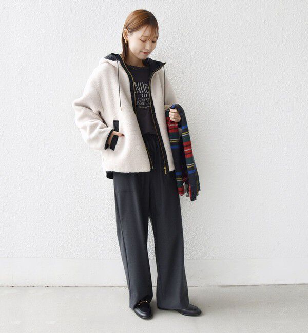 SHIPS for women「【WEB限定】ボア 配色 フード ブルゾン」|ブルゾン・スタジャン|