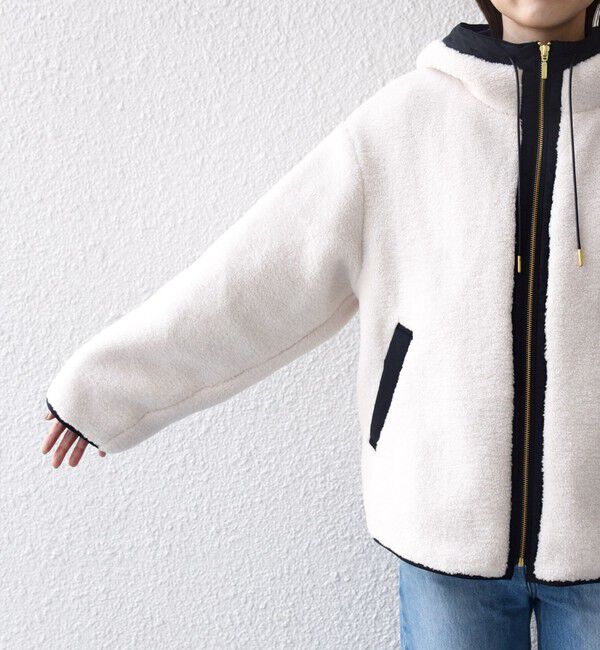 SHIPS for women「【WEB限定】ボア 配色 フード ブルゾン」|ブルゾン・スタジャン|