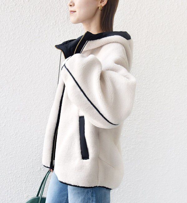 SHIPS for women「【WEB限定】ボア 配色 フード ブルゾン」|ブルゾン・スタジャン|