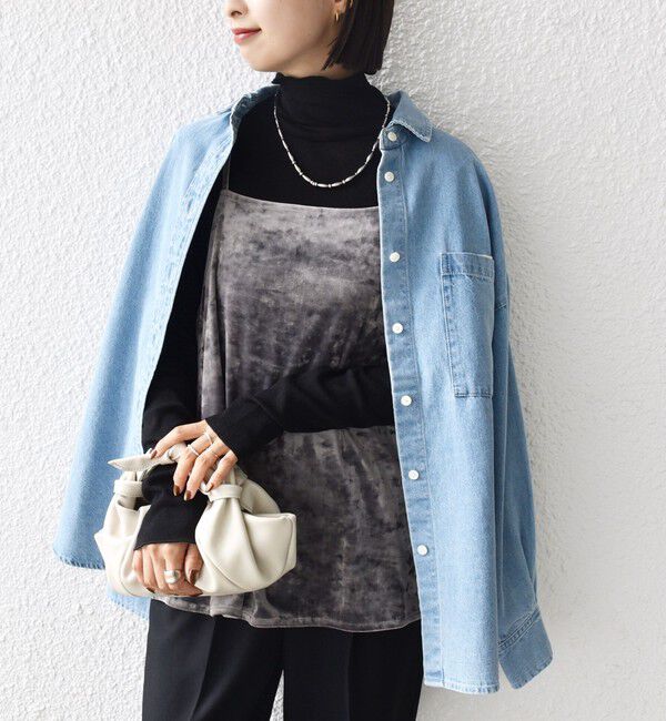 SHIPS for women「〈手洗い可能〉スノー クラッシュ ポリエステル ベロア サイド スリット キャミ」|キャミソール|