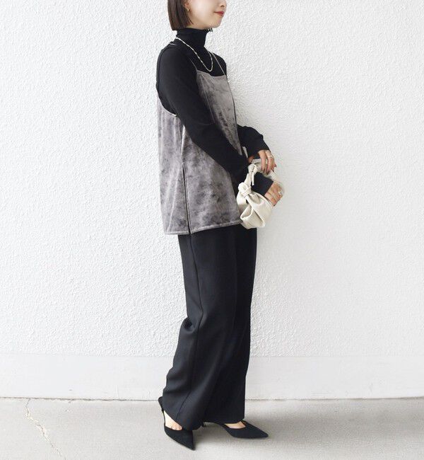 SHIPS for women「〈手洗い可能〉スノー クラッシュ ポリエステル ベロア サイド スリット キャミ」|キャミソール|