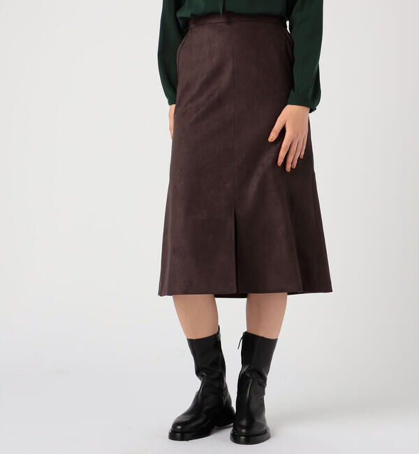 Ballsey「フェイクスエード マーメイドミディスカート」|フレア|49 ダークブラウン