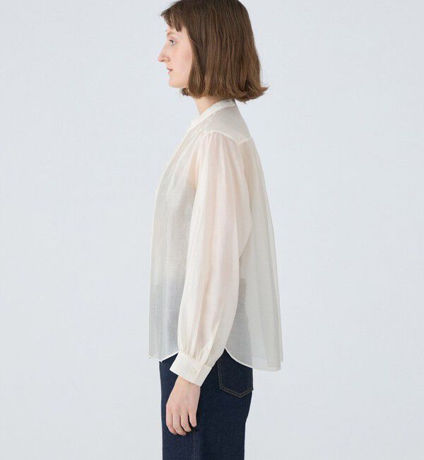 MACPHEE「シースルーローン フロントフリルブラウス」|シャツ・ブラウス|