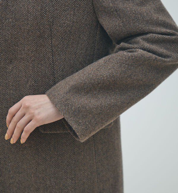 MACPHEE「アルパカヘリンボーン カラーレスジャケット」|ノーカラージャケット|