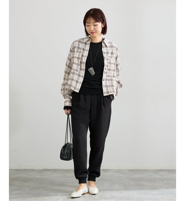 IENA「《新色/追加》シャーリングチェックショートシャツ」|シャツ・ブラウス|